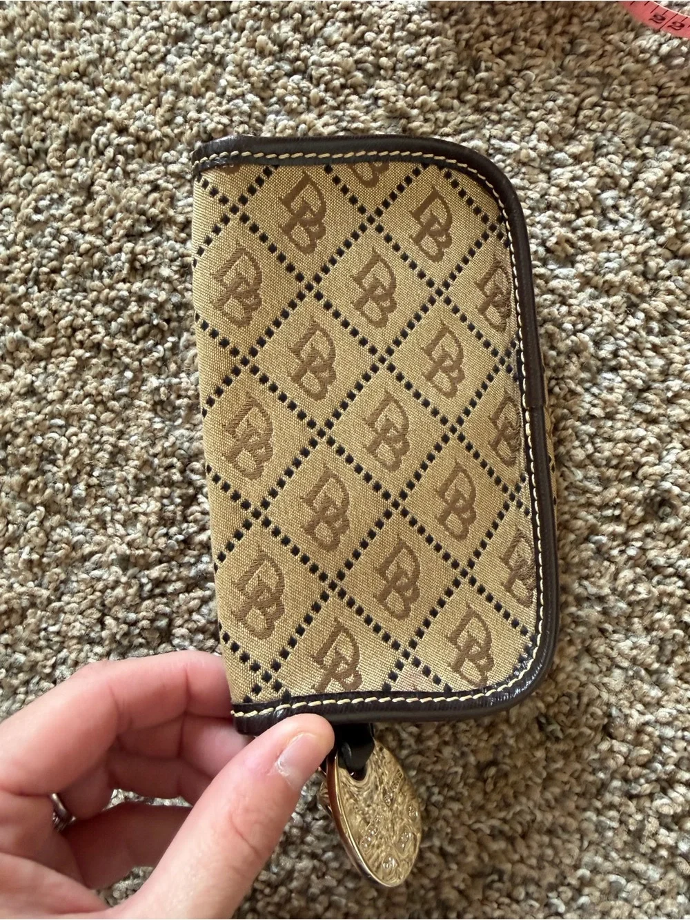 DOONEY & BOURKE Brown & Tan Vintage Wristlet Pouch Wallet